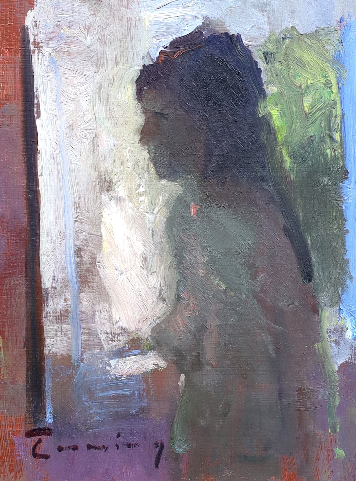 Fred Cuming R.A. (British, 1930-2022), 'Small nude', oil on board, 19 x 14cm